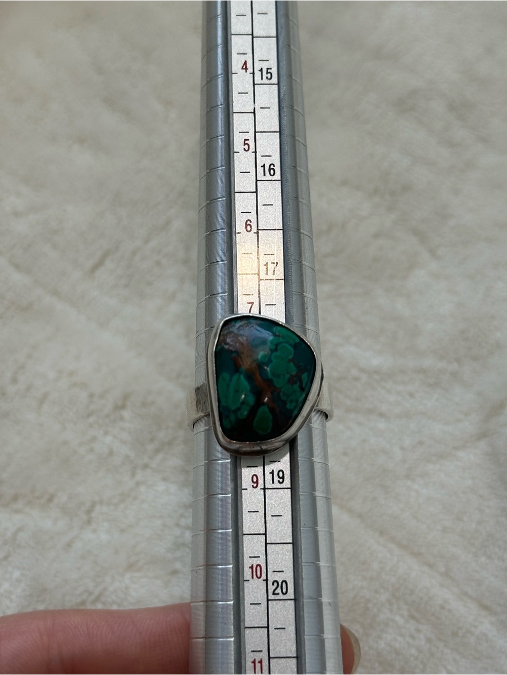 Sterling Silver Turquoise Solitaire Ring - Teal Green - Picture 3 of 6